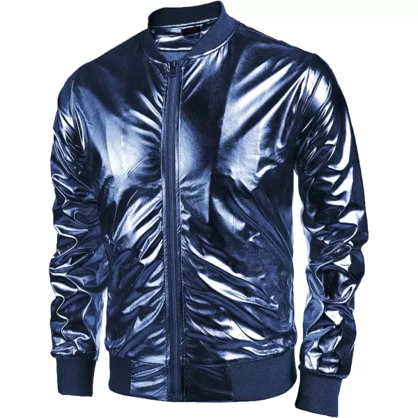 COOFANDY Men's Metallic Jacket 70s Disco Christmas Party Varsity Jacket Zip-up Baseball Bomber