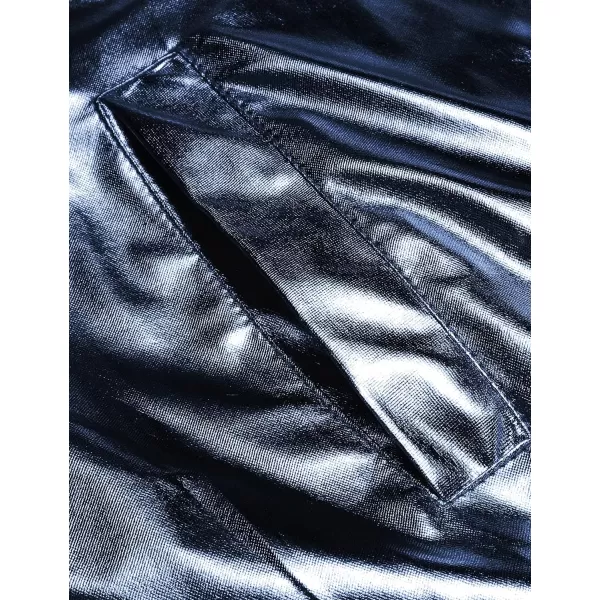 COOFANDY Men's Metallic Jacket 70s Disco Christmas Party Varsity Jacket Zip-up Baseball Bomber