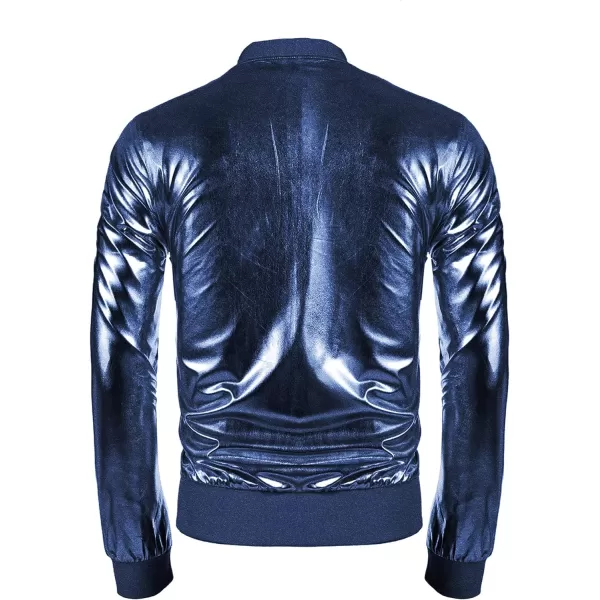 COOFANDY Men's Metallic Jacket 70s Disco Christmas Party Varsity Jacket Zip-up Baseball Bomber