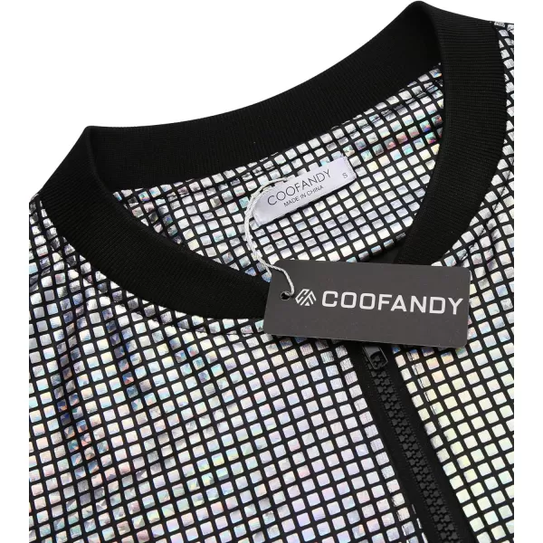 COOFANDY Men's Metallic Jacket 70s Disco Christmas Party Varsity Jacket Zip-up Baseball Bomber