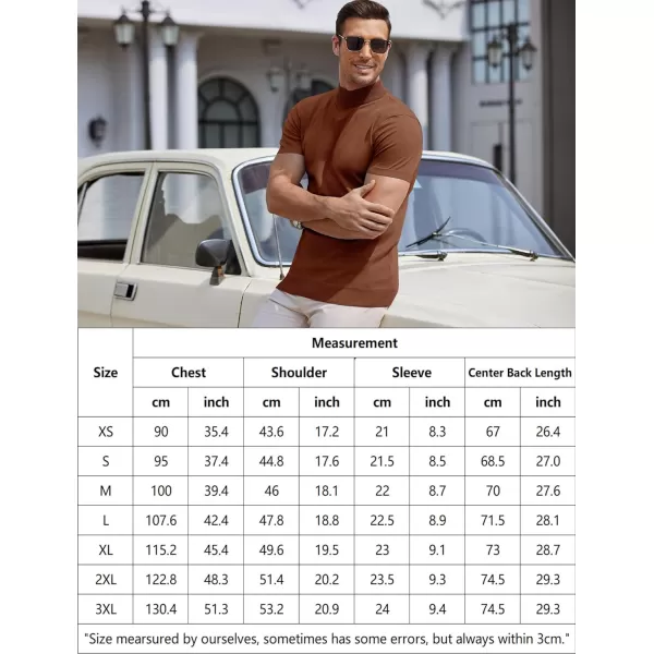 COOFANDY Mens Mock Turtleneck Sweater Short Sleeve Solid Color T-Shirts Basic Slim Fit Knitted Pullover Tees