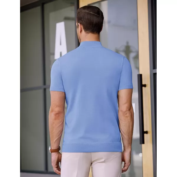 COOFANDY Mens Mock Turtleneck Sweater Short Sleeve Solid Color T-Shirts Basic Slim Fit Knitted Pullover Tees
