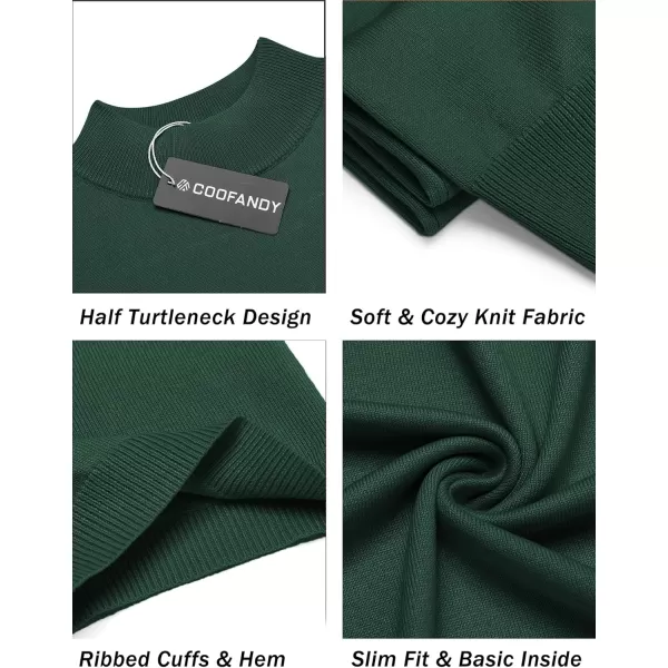 COOFANDY Mens Mock Turtleneck Sweater Short Sleeve Solid Color T-Shirts Basic Slim Fit Knitted Pullover Tees