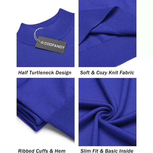 COOFANDY Mens Mock Turtleneck Sweater Short Sleeve Solid Color T-Shirts Basic Slim Fit Knitted Pullover Tees