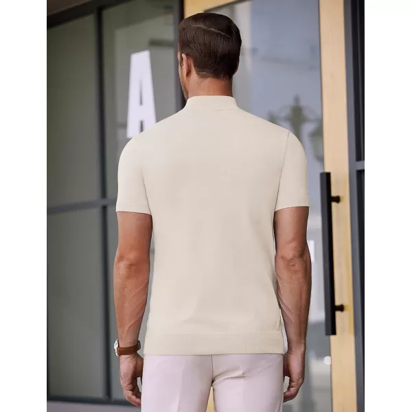 COOFANDY Mens Mock Turtleneck Sweater Short Sleeve Solid Color T-Shirts Basic Slim Fit Knitted Pullover Tees