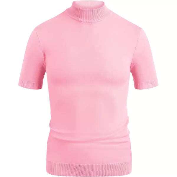 COOFANDY Mens Mock Turtleneck Sweater Short Sleeve Solid Color T-Shirts Basic Slim Fit Knitted Pullover Tees