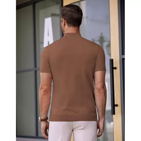 COOFANDY Mens Mock Turtleneck Sweater Short Sleeve Solid Color T-Shirts Basic Slim Fit Knitted Pullover Tees