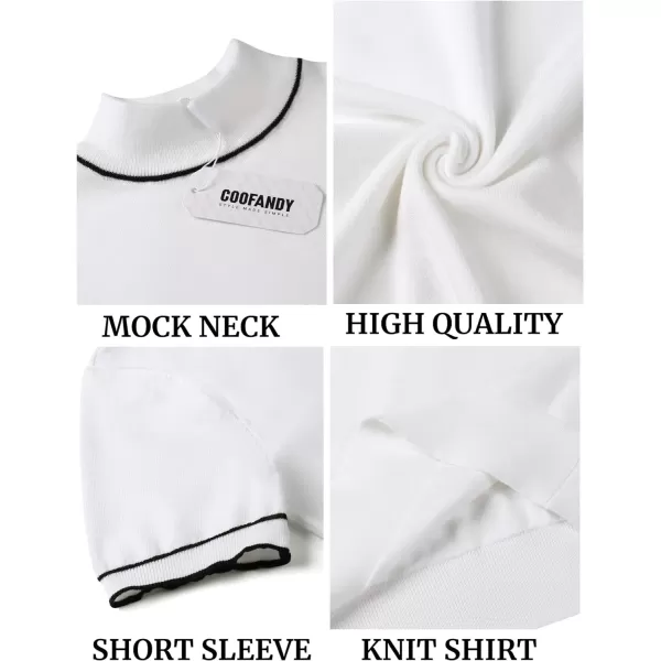 COOFANDY Mens Mock Turtleneck Sweater Short Sleeve Solid Color T-Shirts Basic Slim Fit Knitted Pullover Tees
