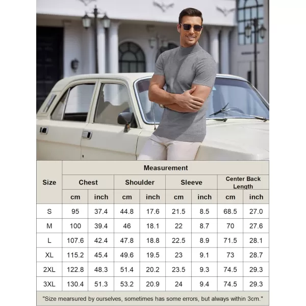 COOFANDY Mens Mock Turtleneck Sweater Short Sleeve Solid Color T-Shirts Basic Slim Fit Knitted Pullover Tees