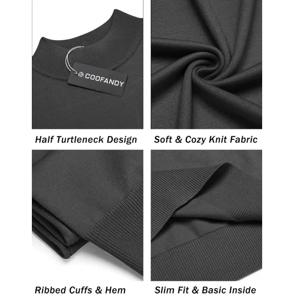 COOFANDY Mens Mock Turtleneck Sweater Short Sleeve Solid Color T-Shirts Basic Slim Fit Knitted Pullover Tees