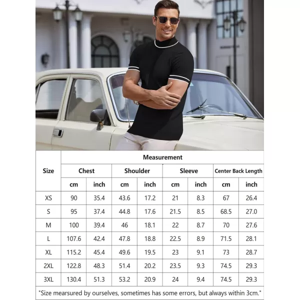 COOFANDY Mens Mock Turtleneck Sweater Short Sleeve Solid Color T-Shirts Basic Slim Fit Knitted Pullover Tees