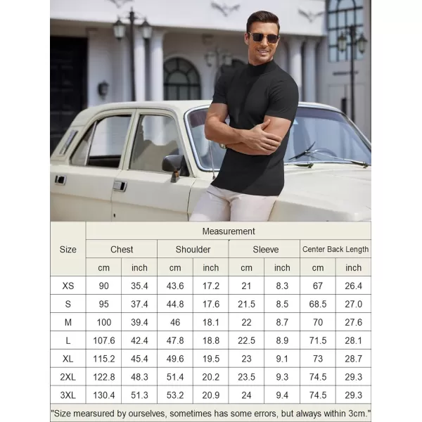 COOFANDY Mens Mock Turtleneck Sweater Short Sleeve Solid Color T-Shirts Basic Slim Fit Knitted Pullover Tees