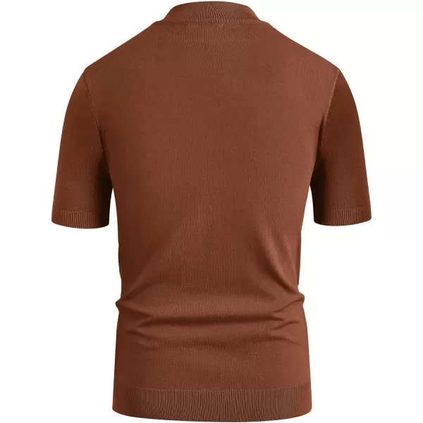 COOFANDY Mens Mock Turtleneck Sweater Short Sleeve Solid Color T-Shirts Basic Slim Fit Knitted Pullover Tees