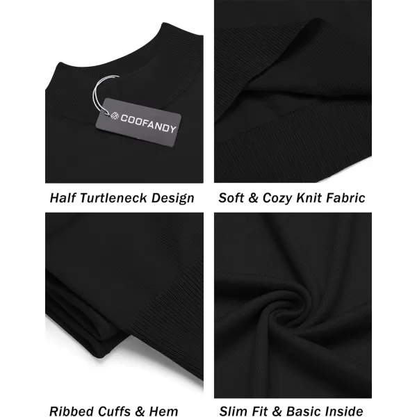 COOFANDY Mens Mock Turtleneck Sweater Short Sleeve Solid Color T-Shirts Basic Slim Fit Knitted Pullover Tees