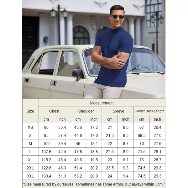 COOFANDY Mens Mock Turtleneck Sweater Short Sleeve Solid Color T-Shirts Basic Slim Fit Knitted Pullover Tees