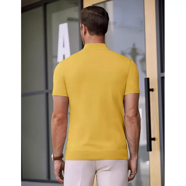 COOFANDY Mens Mock Turtleneck Sweater Short Sleeve Solid Color T-Shirts Basic Slim Fit Knitted Pullover Tees
