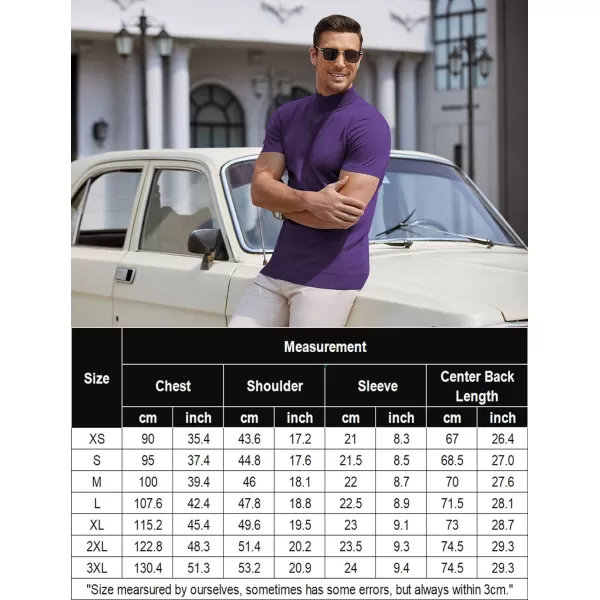 COOFANDY Mens Mock Turtleneck Sweater Short Sleeve Solid Color T-Shirts Basic Slim Fit Knitted Pullover Tees