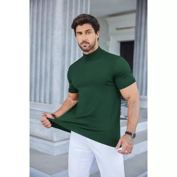 COOFANDY Mens Mock Turtleneck Sweater Short Sleeve Solid Color T-Shirts Basic Slim Fit Knitted Pullover Tees