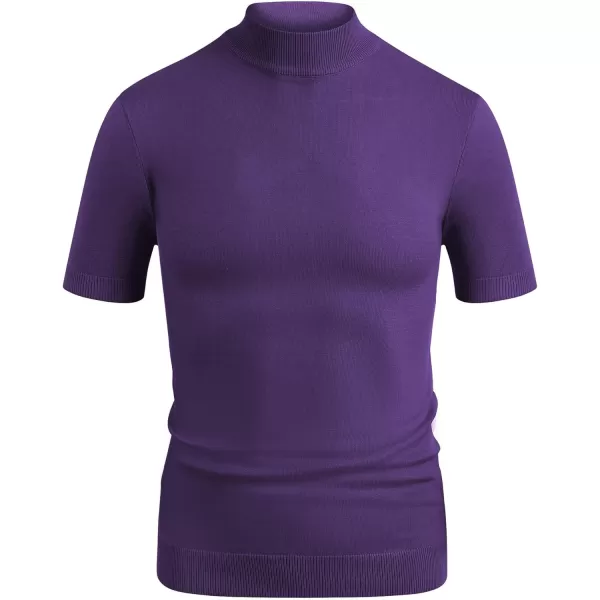 COOFANDY Mens Mock Turtleneck Sweater Short Sleeve Solid Color T-Shirts Basic Slim Fit Knitted Pullover Tees