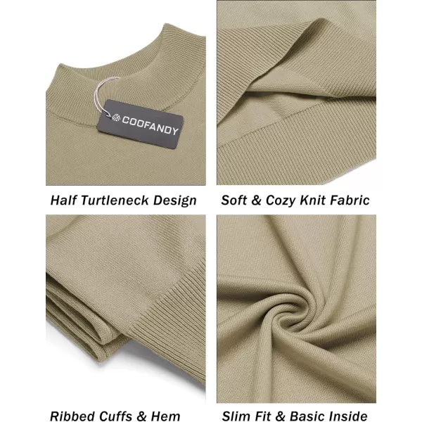 COOFANDY Mens Mock Turtleneck Sweater Short Sleeve Solid Color T-Shirts Basic Slim Fit Knitted Pullover Tees