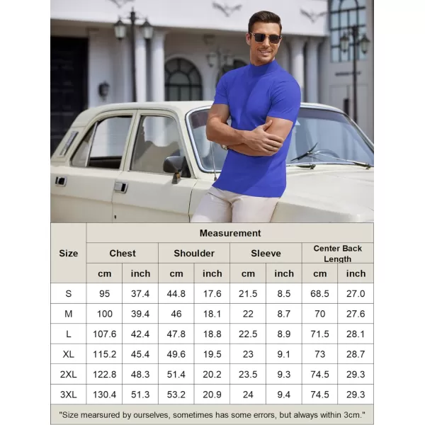 COOFANDY Mens Mock Turtleneck Sweater Short Sleeve Solid Color T-Shirts Basic Slim Fit Knitted Pullover Tees