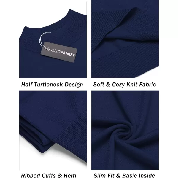 COOFANDY Mens Mock Turtleneck Sweater Short Sleeve Solid Color T-Shirts Basic Slim Fit Knitted Pullover Tees