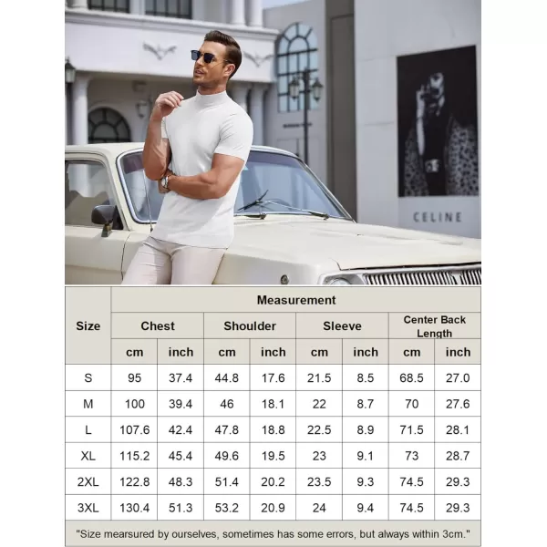 COOFANDY Mens Mock Turtleneck Sweater Short Sleeve Solid Color T-Shirts Basic Slim Fit Knitted Pullover Tees