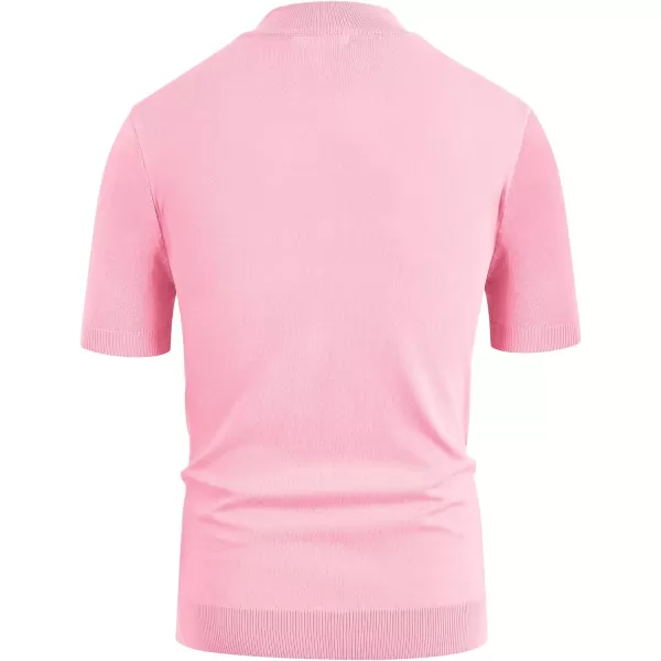 COOFANDY Mens Mock Turtleneck Sweater Short Sleeve Solid Color T-Shirts Basic Slim Fit Knitted Pullover Tees