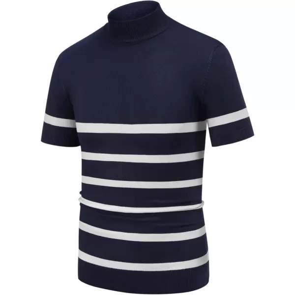 COOFANDY Mens Mock Turtleneck Sweater Short Sleeve Solid Color T-Shirts Basic Slim Fit Knitted Pullover Tees