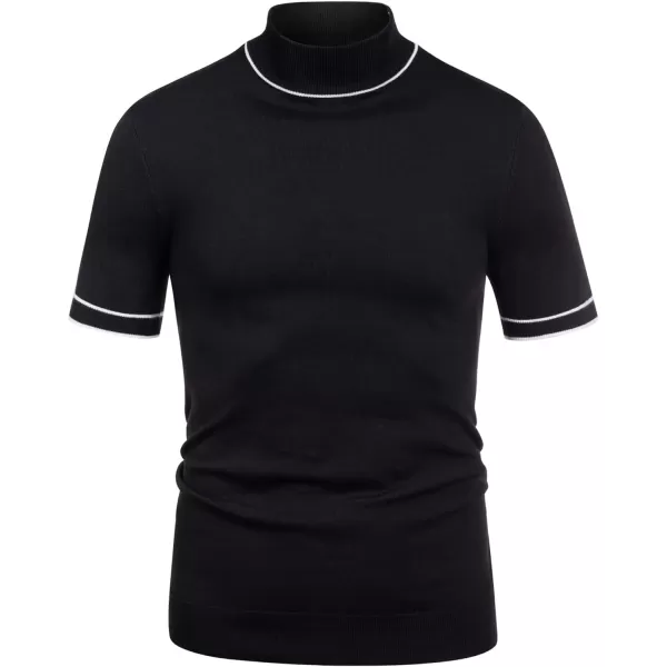 COOFANDY Mens Mock Turtleneck Sweater Short Sleeve Solid Color T-Shirts Basic Slim Fit Knitted Pullover Tees