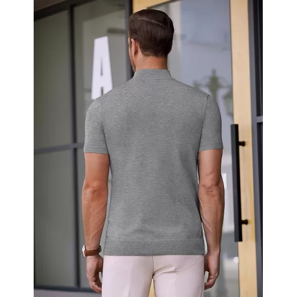COOFANDY Mens Mock Turtleneck Sweater Short Sleeve Solid Color T-Shirts Basic Slim Fit Knitted Pullover Tees