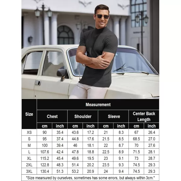 COOFANDY Mens Mock Turtleneck Sweater Short Sleeve Solid Color T-Shirts Basic Slim Fit Knitted Pullover Tees
