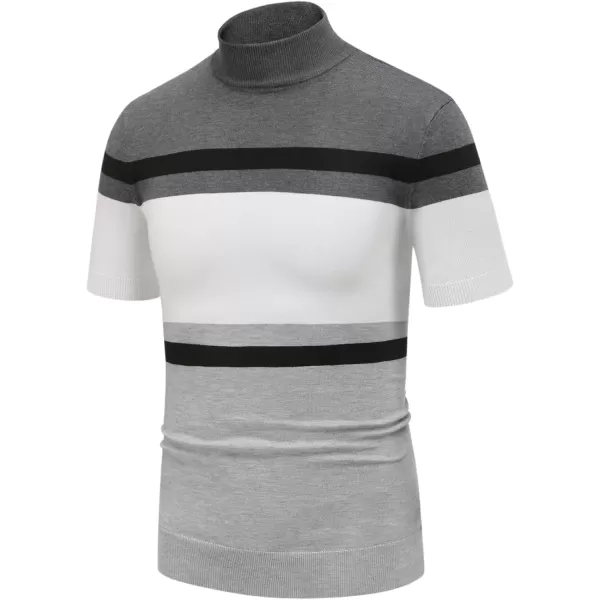 COOFANDY Mens Mock Turtleneck Sweater Short Sleeve Solid Color T-Shirts Basic Slim Fit Knitted Pullover Tees