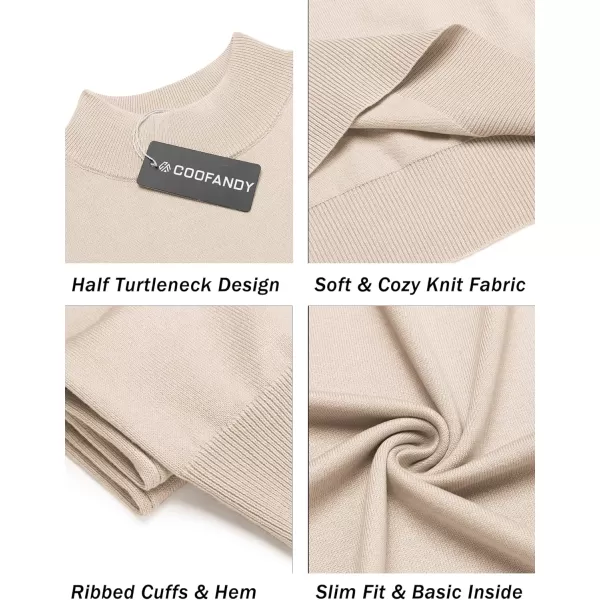 COOFANDY Mens Mock Turtleneck Sweater Short Sleeve Solid Color T-Shirts Basic Slim Fit Knitted Pullover Tees