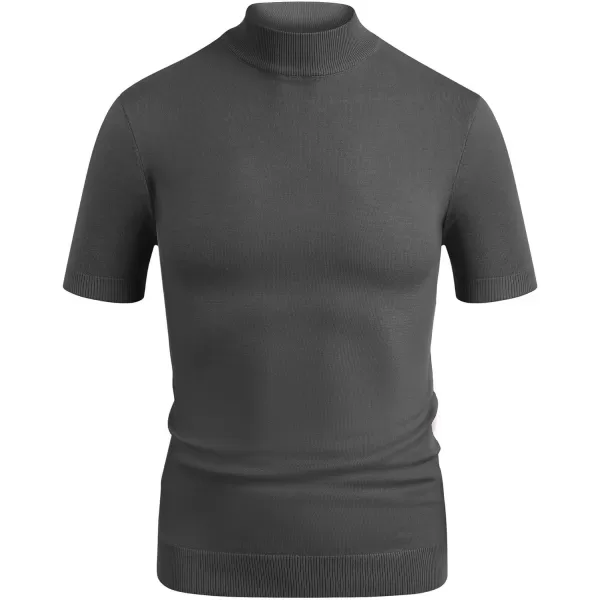 COOFANDY Mens Mock Turtleneck Sweater Short Sleeve Solid Color T-Shirts Basic Slim Fit Knitted Pullover Tees
