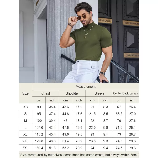 COOFANDY Mens Mock Turtleneck Sweater Short Sleeve Solid Color T-Shirts Basic Slim Fit Knitted Pullover Tees