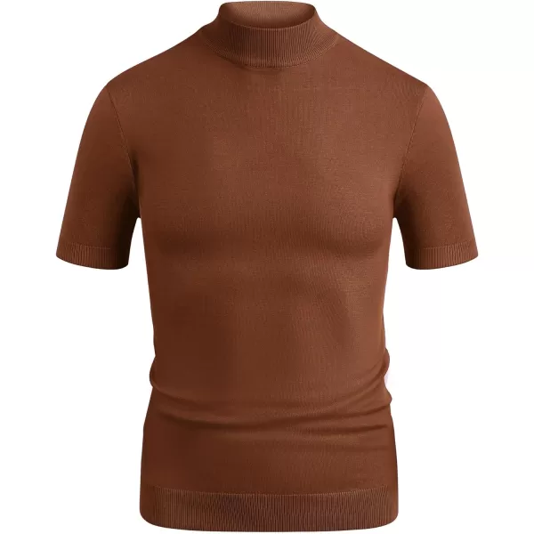 COOFANDY Mens Mock Turtleneck Sweater Short Sleeve Solid Color T-Shirts Basic Slim Fit Knitted Pullover Tees
