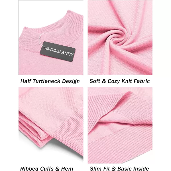 COOFANDY Mens Mock Turtleneck Sweater Short Sleeve Solid Color T-Shirts Basic Slim Fit Knitted Pullover Tees