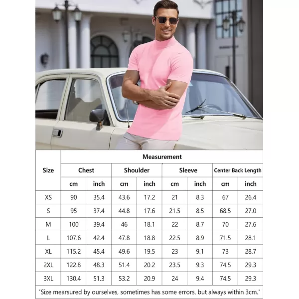 COOFANDY Mens Mock Turtleneck Sweater Short Sleeve Solid Color T-Shirts Basic Slim Fit Knitted Pullover Tees