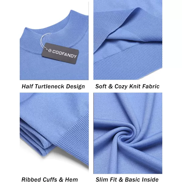 COOFANDY Mens Mock Turtleneck Sweater Short Sleeve Solid Color T-Shirts Basic Slim Fit Knitted Pullover Tees