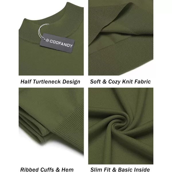 COOFANDY Mens Mock Turtleneck Sweater Short Sleeve Solid Color T-Shirts Basic Slim Fit Knitted Pullover Tees