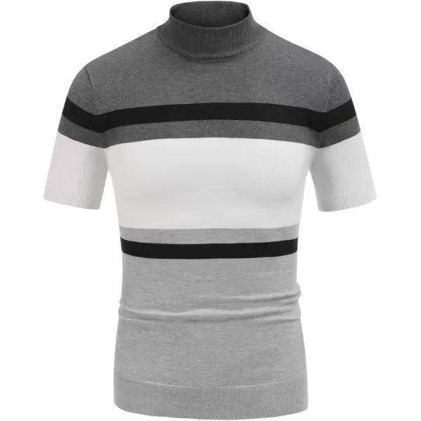 COOFANDY Mens Mock Turtleneck Sweater Short Sleeve Solid Color T-Shirts Basic Slim Fit Knitted Pullover Tees