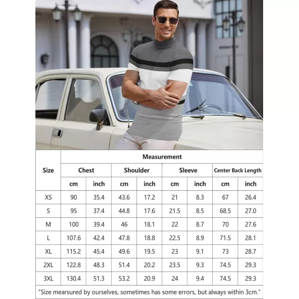 COOFANDY Mens Mock Turtleneck Sweater Short Sleeve Solid Color T-Shirts Basic Slim Fit Knitted Pullover Tees