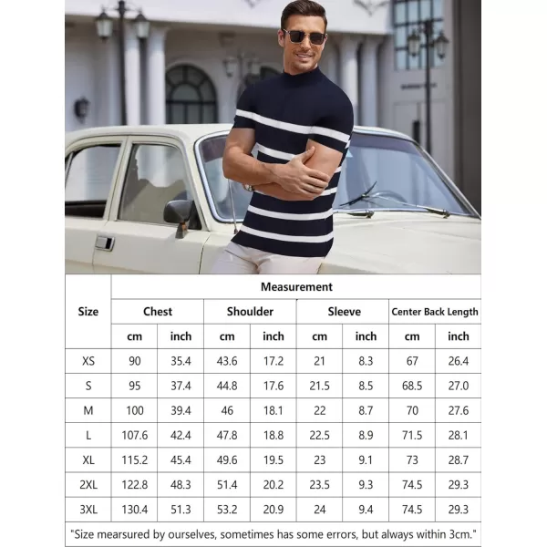 COOFANDY Mens Mock Turtleneck Sweater Short Sleeve Solid Color T-Shirts Basic Slim Fit Knitted Pullover Tees