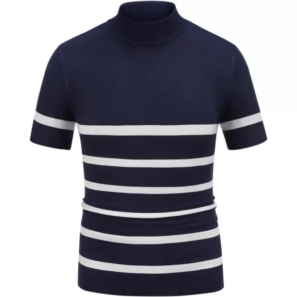 COOFANDY Mens Mock Turtleneck Sweater Short Sleeve Solid Color T-Shirts Basic Slim Fit Knitted Pullover Tees