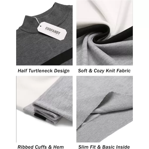 COOFANDY Mens Mock Turtleneck Sweater Short Sleeve Solid Color T-Shirts Basic Slim Fit Knitted Pullover Tees