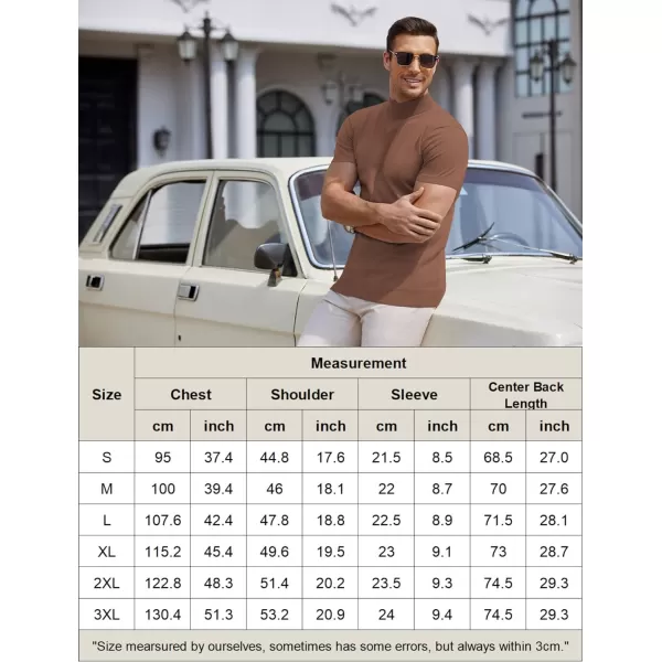 COOFANDY Mens Mock Turtleneck Sweater Short Sleeve Solid Color T-Shirts Basic Slim Fit Knitted Pullover Tees