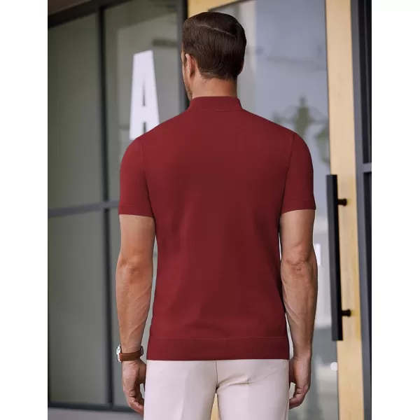 COOFANDY Mens Mock Turtleneck Sweater Short Sleeve Solid Color T-Shirts Basic Slim Fit Knitted Pullover Tees