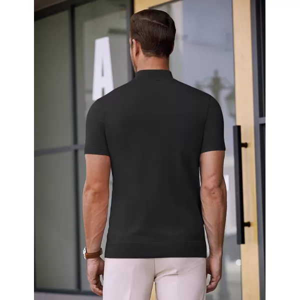 COOFANDY Mens Mock Turtleneck Sweater Short Sleeve Solid Color T-Shirts Basic Slim Fit Knitted Pullover Tees