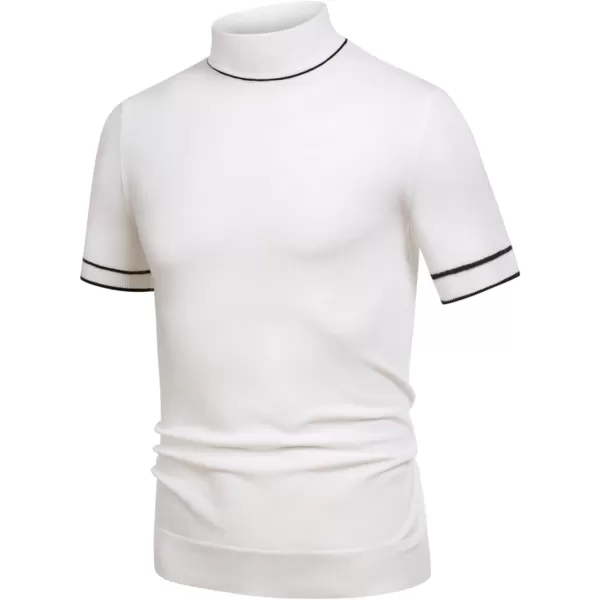 COOFANDY Mens Mock Turtleneck Sweater Short Sleeve Solid Color T-Shirts Basic Slim Fit Knitted Pullover Tees